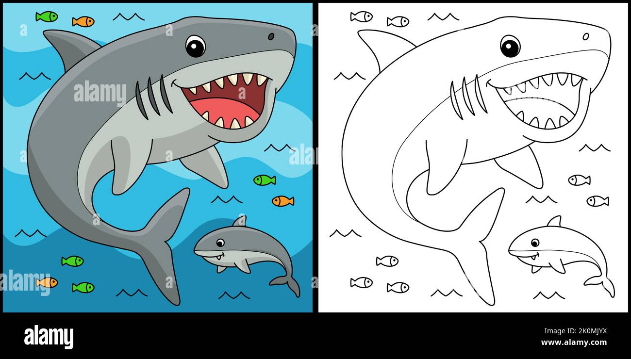 Illustration de la page de coloriage des animaux de Megalodon Illustration de Vecteur
