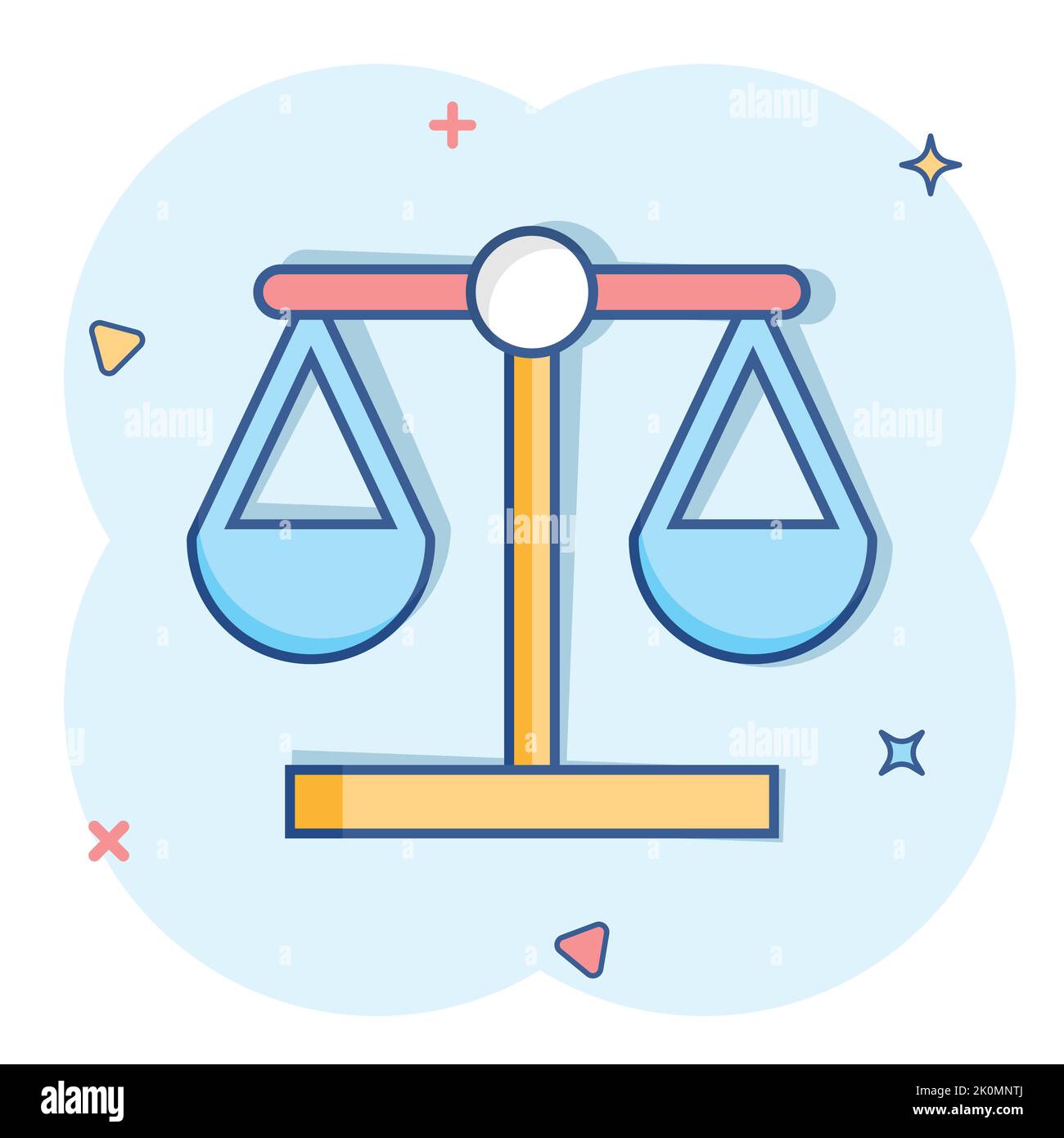 D'icône Comparaison dans le style comique. Vector cartoon illustration poids équilibre pictogramme. Comparer l'échelle d'effet splash. Illustration de Vecteur