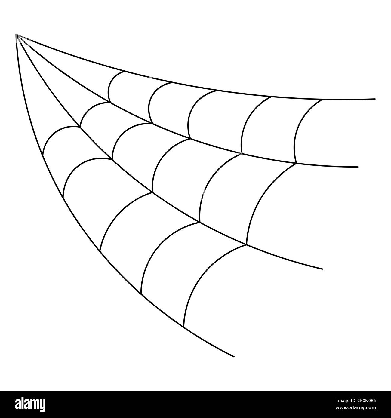 Toile d'araignée. Silhouette. Toile d'araignée sous forme d'angle. Illustration vectorielle. Sur un arrière-plan blanc isolé. Esquisse. Une victime collante piège. Illustration de Vecteur