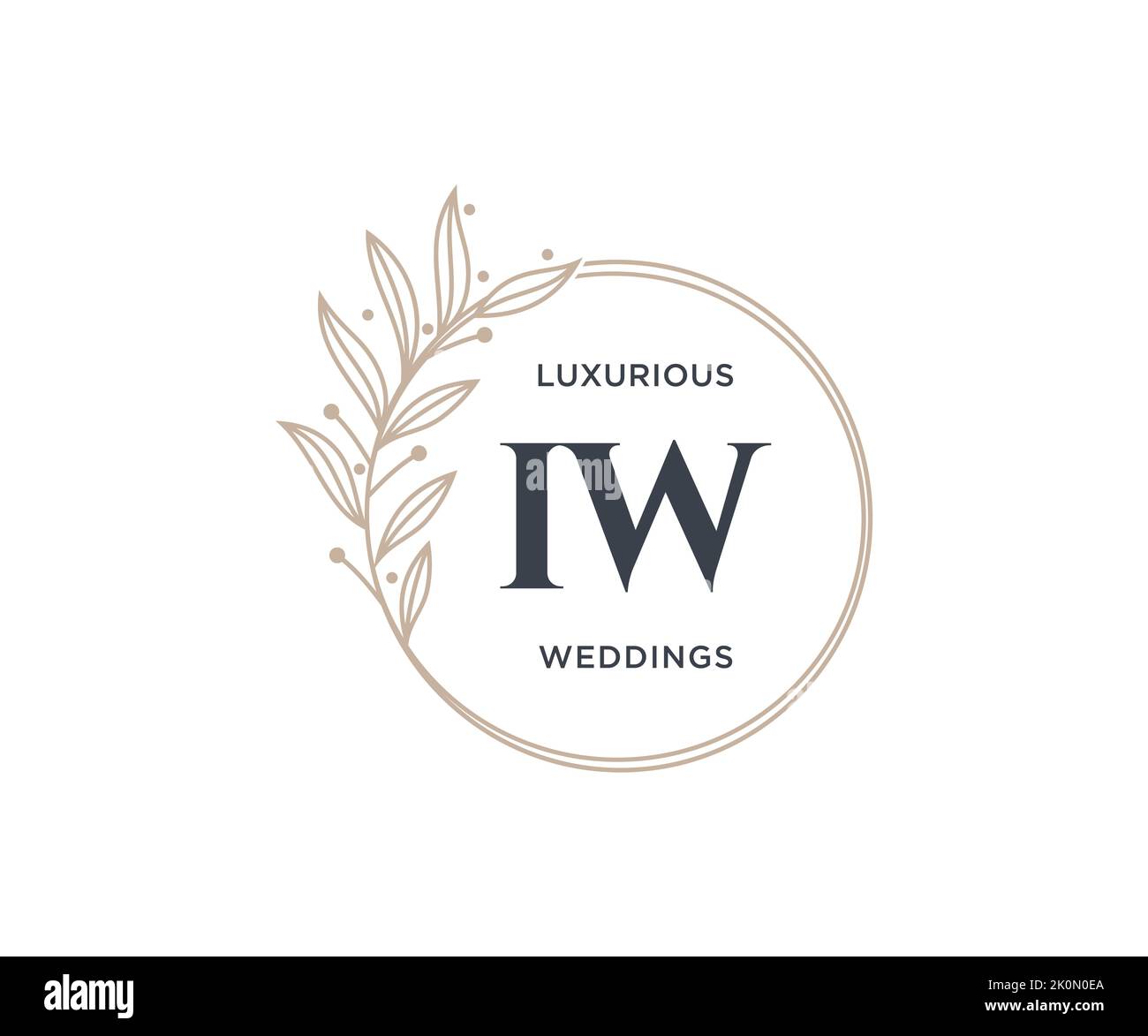 IW initiales lettre mariage monogramme logos modèle, dessin à la main moderne minimalistes et modèles floraux pour cartes d'invitation, Enregistrer la date, élégant Illustration de Vecteur