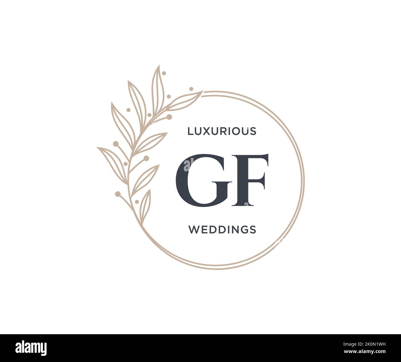 GF initiales lettre mariage monogramme logos modèle, dessin à la main moderne minimalistes et modèles floraux pour cartes d'invitation, Save the Date, élégant Illustration de Vecteur