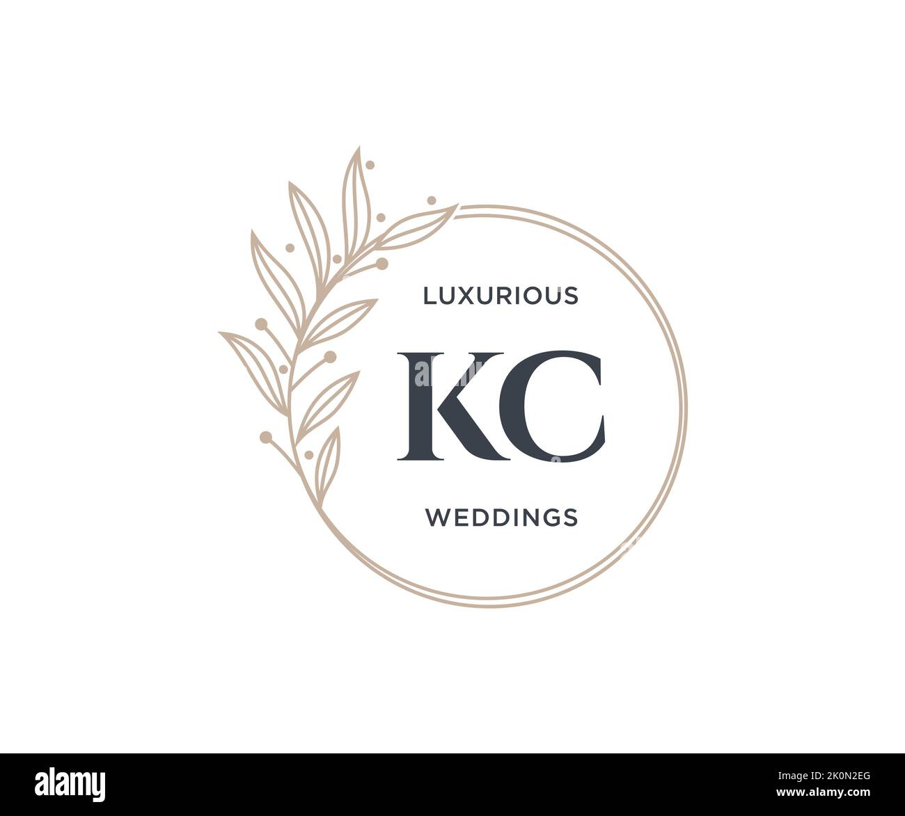 KC initiales lettre mariage monogramme logos modèle, dessin à la main moderne minimaliste et des modèles floraux pour cartes d'invitation, Save the Date, élégant Illustration de Vecteur