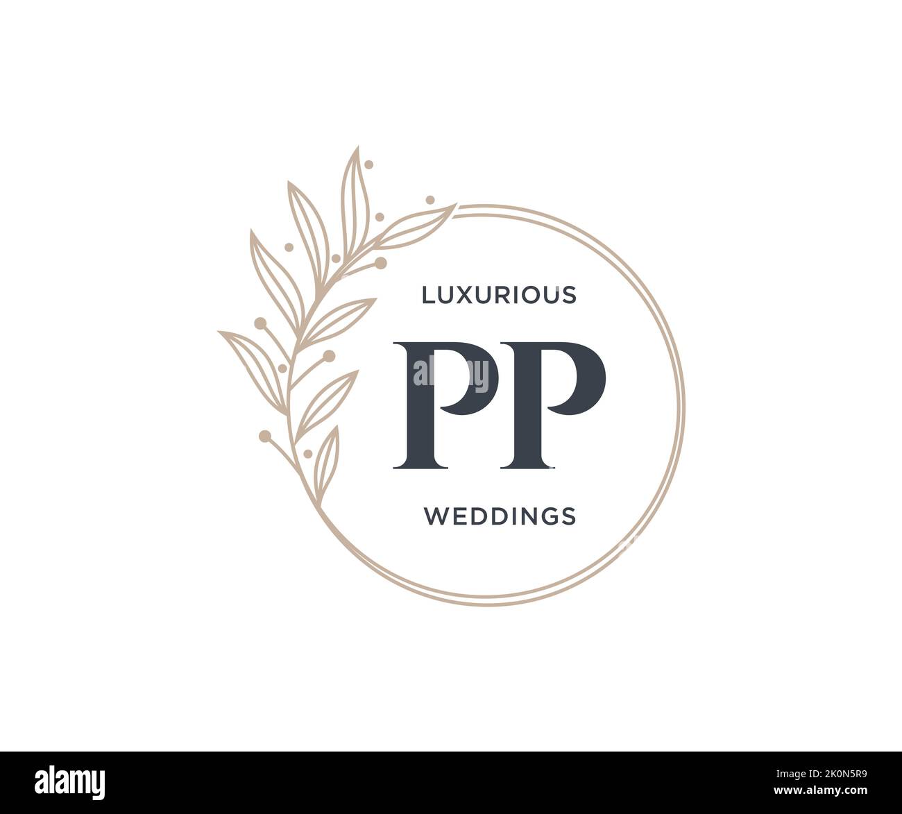 PP initiales lettre mariage monogramme logos modèle, dessin à la main moderne minimalistes et modèles floraux pour cartes d'invitation, Save the Date, élégant Illustration de Vecteur