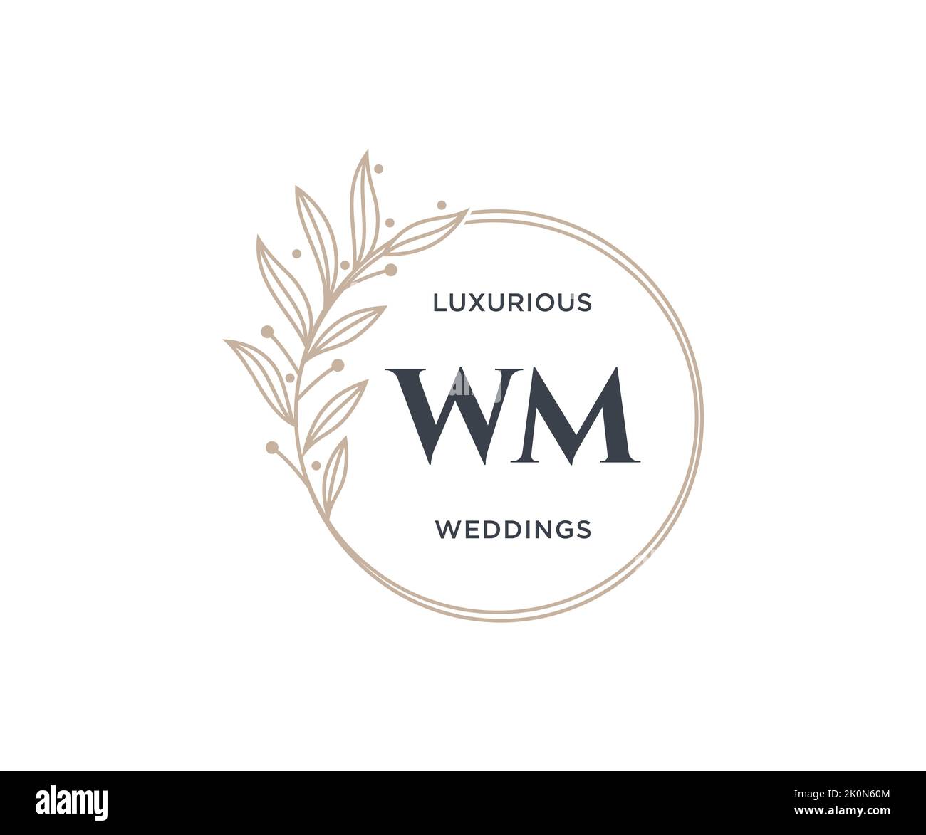 WM initiales lettre mariage monogramme logos modèle, dessin à la main moderne minimalistes et modèles floraux pour cartes d'invitation, Save the Date, élégant Illustration de Vecteur