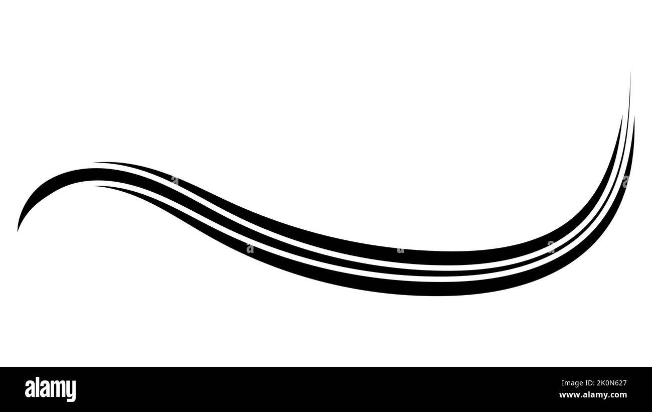 Courbe ligne gracieuse onde ondulée, bande de ruban calligraphique, contours lisses Illustration de Vecteur