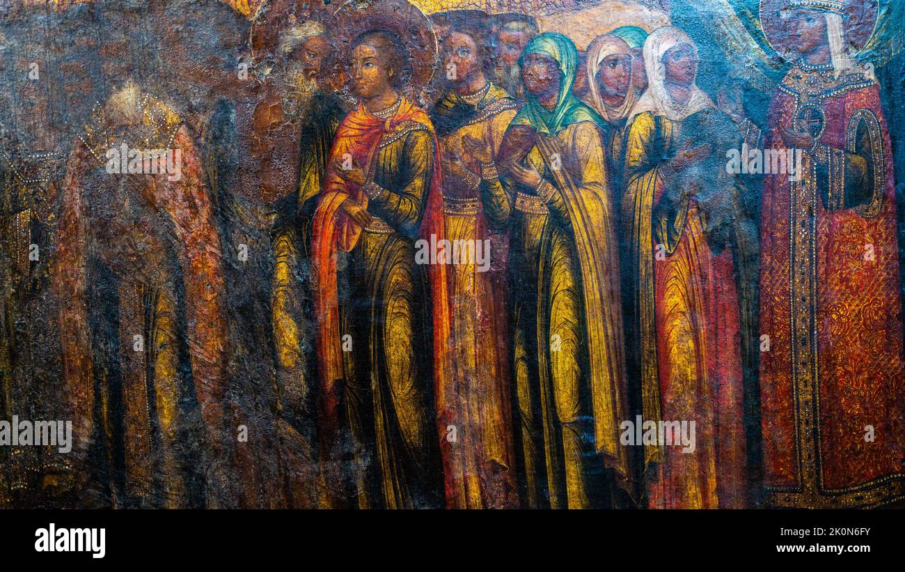 Fragments de peinture murale dans une église orthodoxe. Photo de haute qualité Banque D'Images