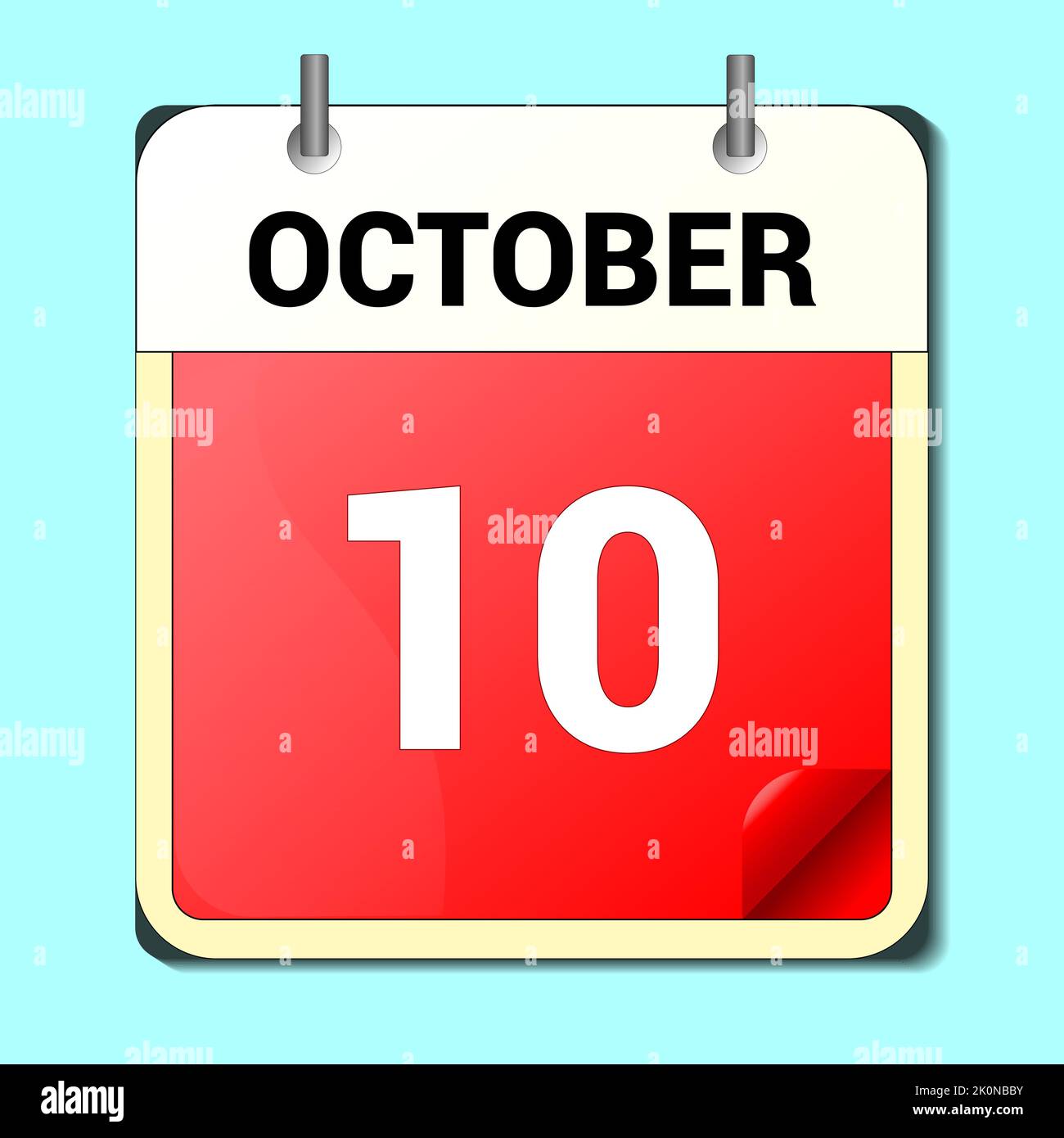Dessin vectoriel de calendrier, date 10 octobre sur la page Illustration de Vecteur