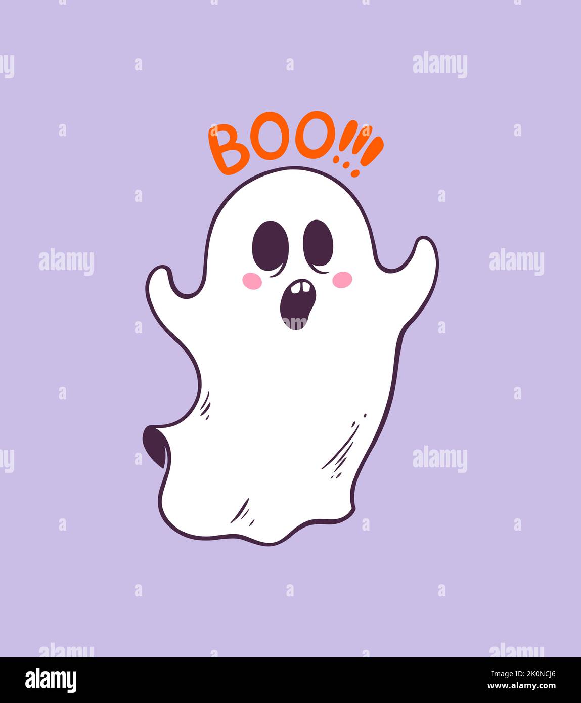 Mignon dessin animé Halloween Boo Ghost. Illustration vectorielle Illustration de Vecteur