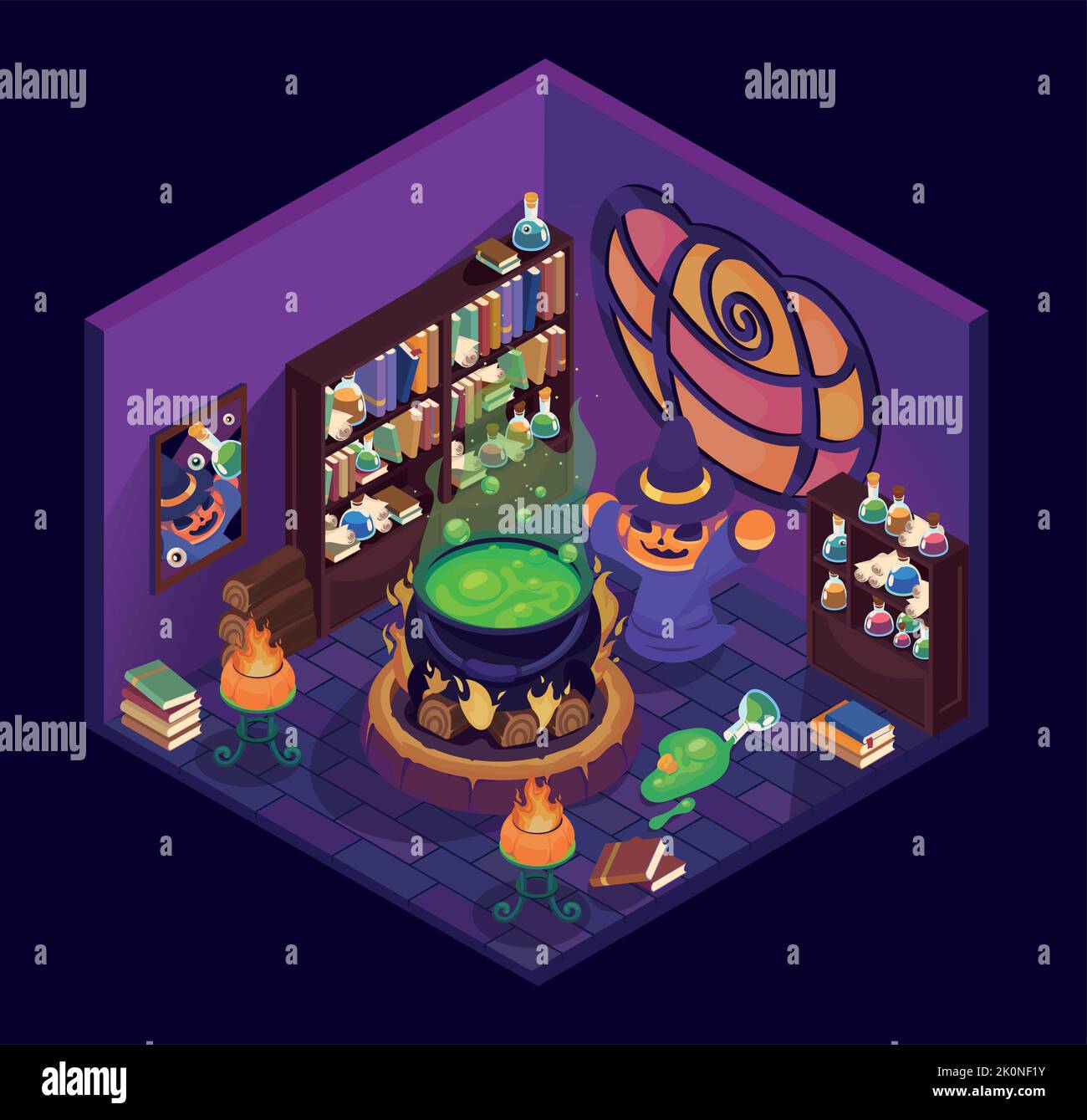 maison de sorcière avec des trucs pour la magie Illustration de Vecteur