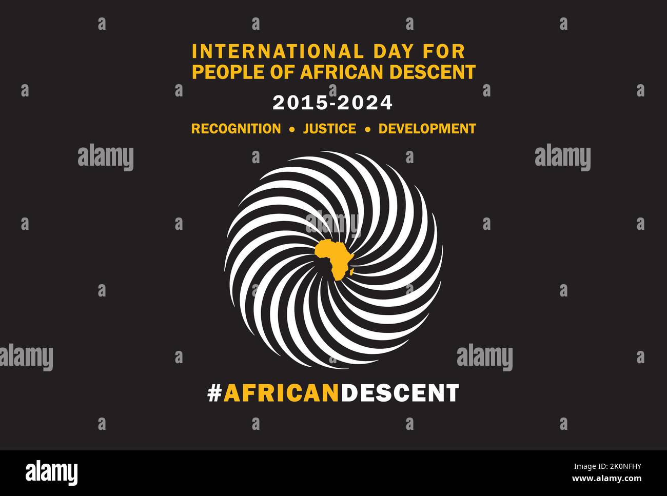 Journée internationale pour les personnes d'art vectoriel de Descent africain pour les utilisations web et l'impression Illustration de Vecteur