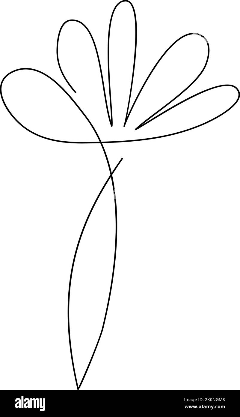 Vecteur de fleur un logo d'art de ligne. Dessin de contour minimaliste monoline. Illustrations en ligne continue pour la bannière, la conception de livres, l'illustration Web Illustration de Vecteur