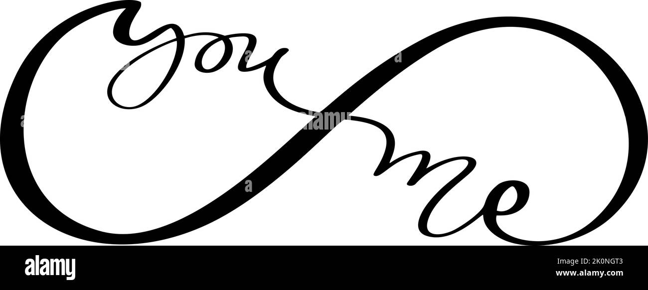 Vecteur signe infini avec vous et moi mots texte d'inscription. Toujours amis ou famille. Symbole d'amour de pochoir de tatouage noir. Icône mariage Illustration de Vecteur