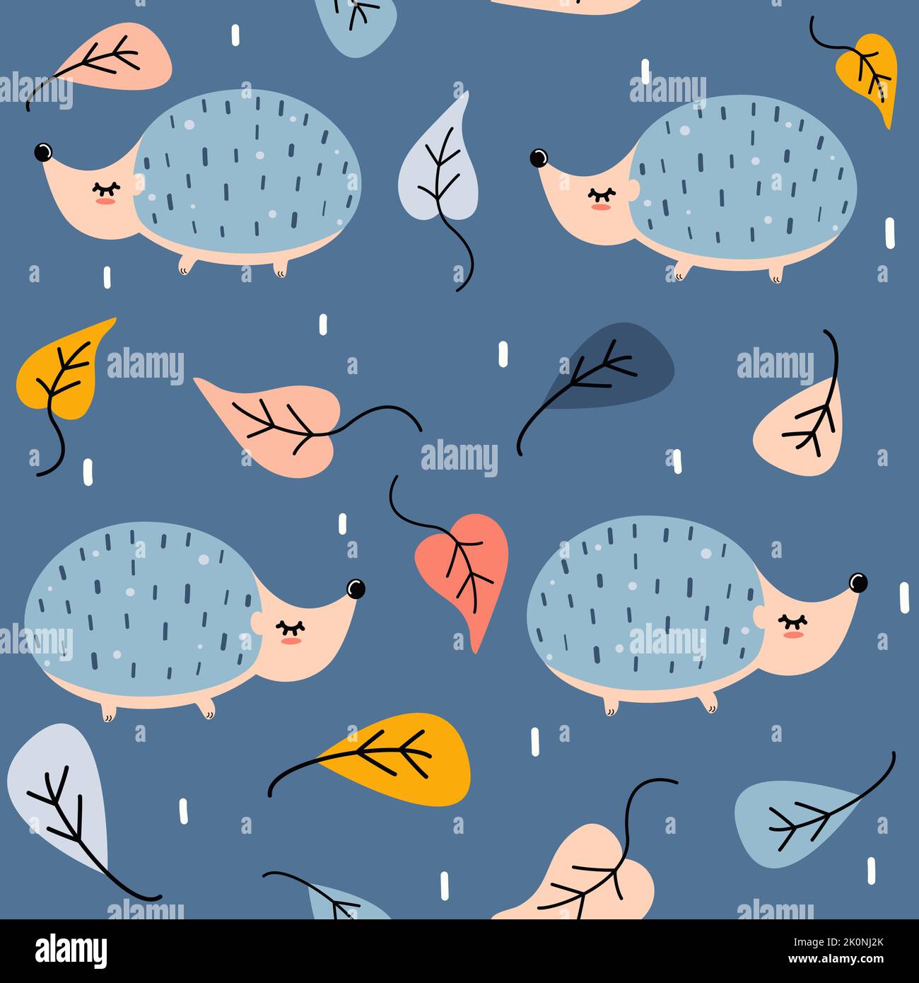 Illustration de fond de motif vectoriel sans couture coloré mignon avec bébé hérissons Illustration de Vecteur