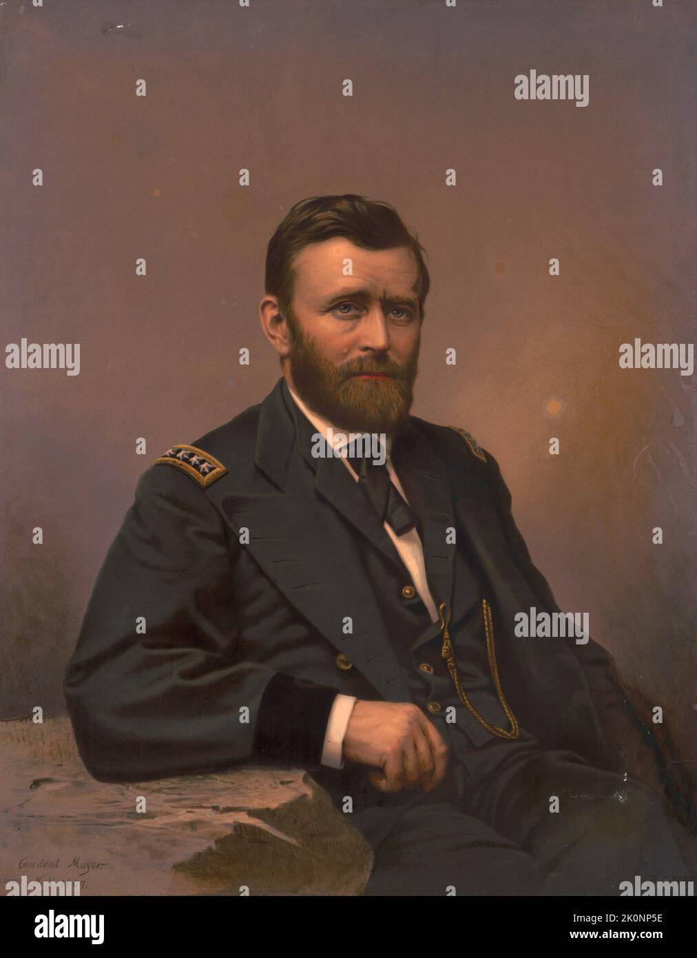 Un tableau d'Ulysses Grant, le prédident des États-Unis en 18th. Il est vu ici dans son uniforme de guerre civile d'un général de l'armée américaine. Banque D'Images