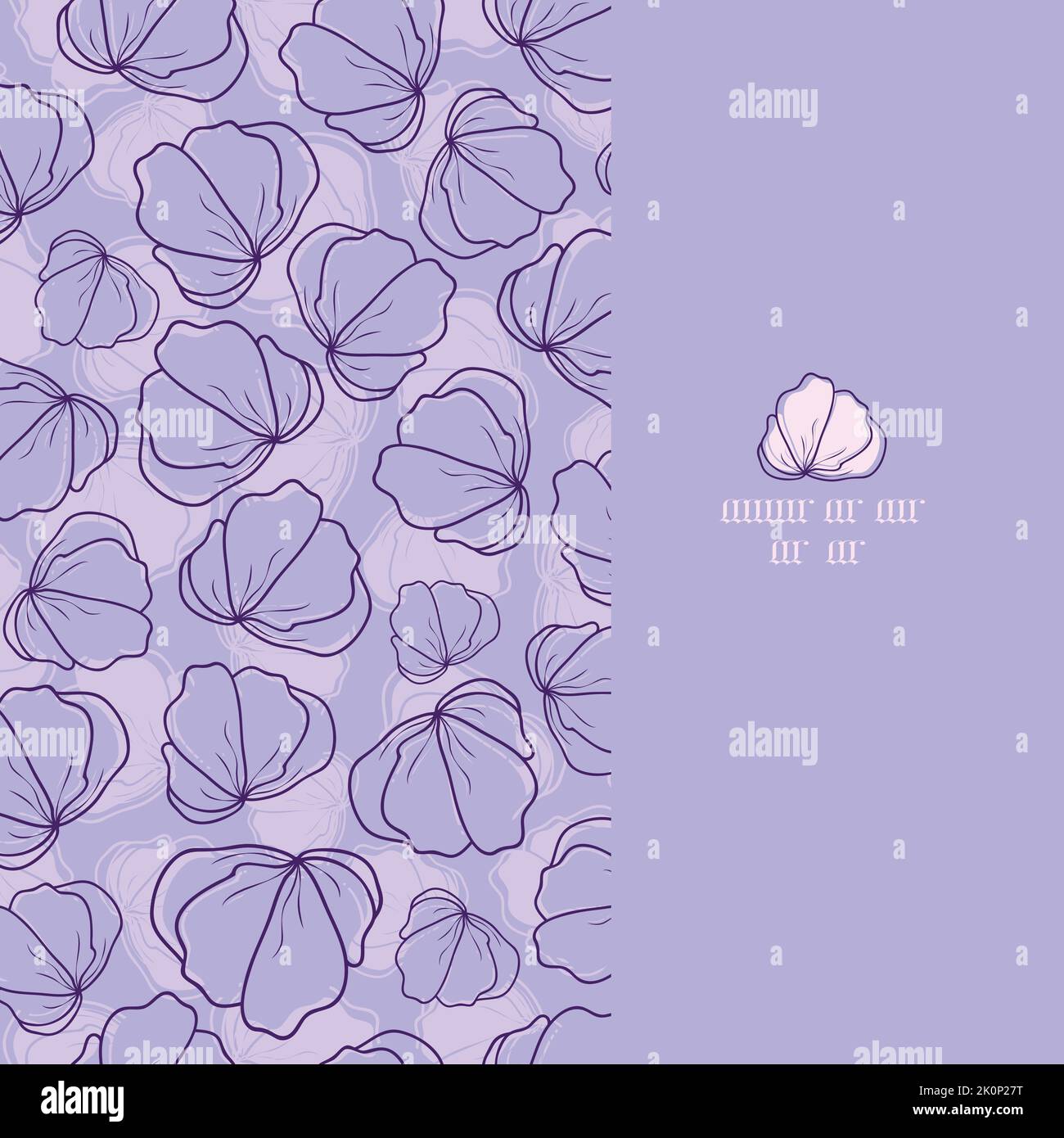 Carte vectorielle à motif de bordure vertical sans couture et motif floral violet Illustration de Vecteur