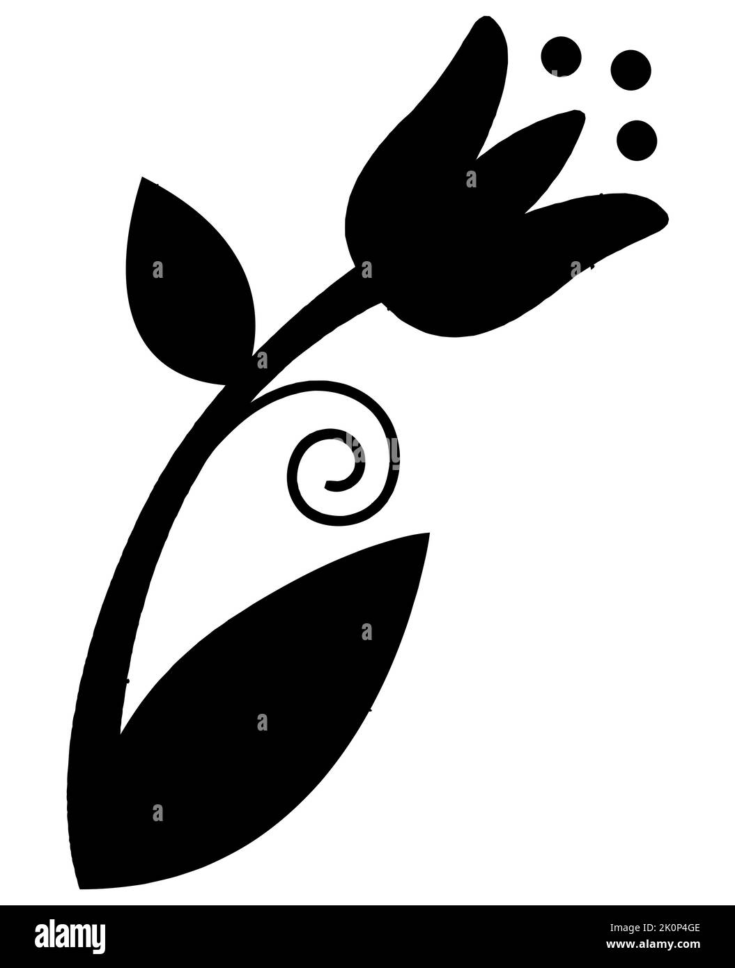 Silhouette noire vectorielle d'une fleur isolée sur un fond blanc. Illustration de Vecteur