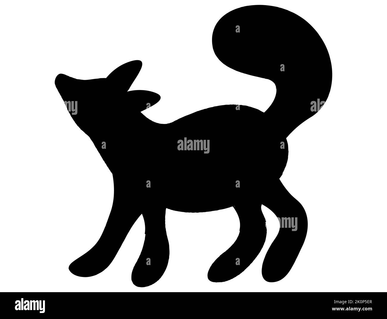 Icône de renard noir et blanc isolée par vecteur. Concept de logo créatif, mignon et caricatural Illustration de Vecteur