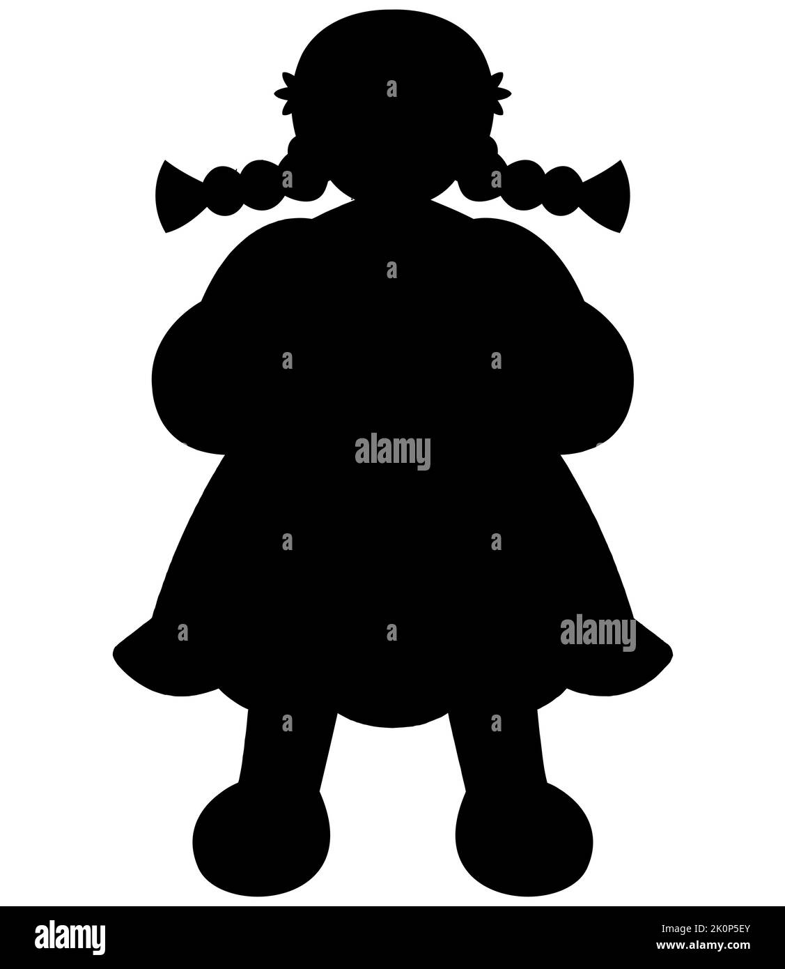 Petite fille avec tresse, silhouette noire Illustration de Vecteur