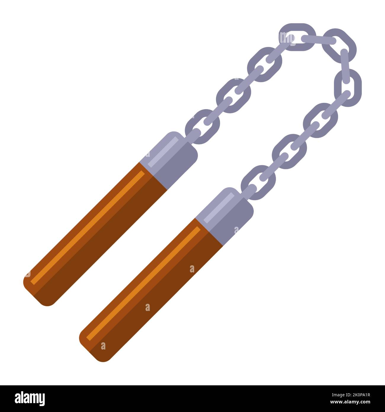Nunchaku est une arme de mêlée. illustration vectorielle plate. Illustration de Vecteur
