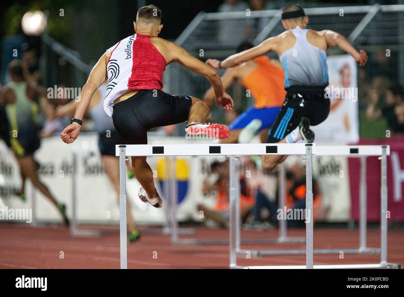 Bellinzona Stadium, Bellinzona, Suisse, 12 septembre 2022, 400m haies hommes pendant Gala dei Castelli - 2022 Iterational Athletics Meeting - A Banque D'Images