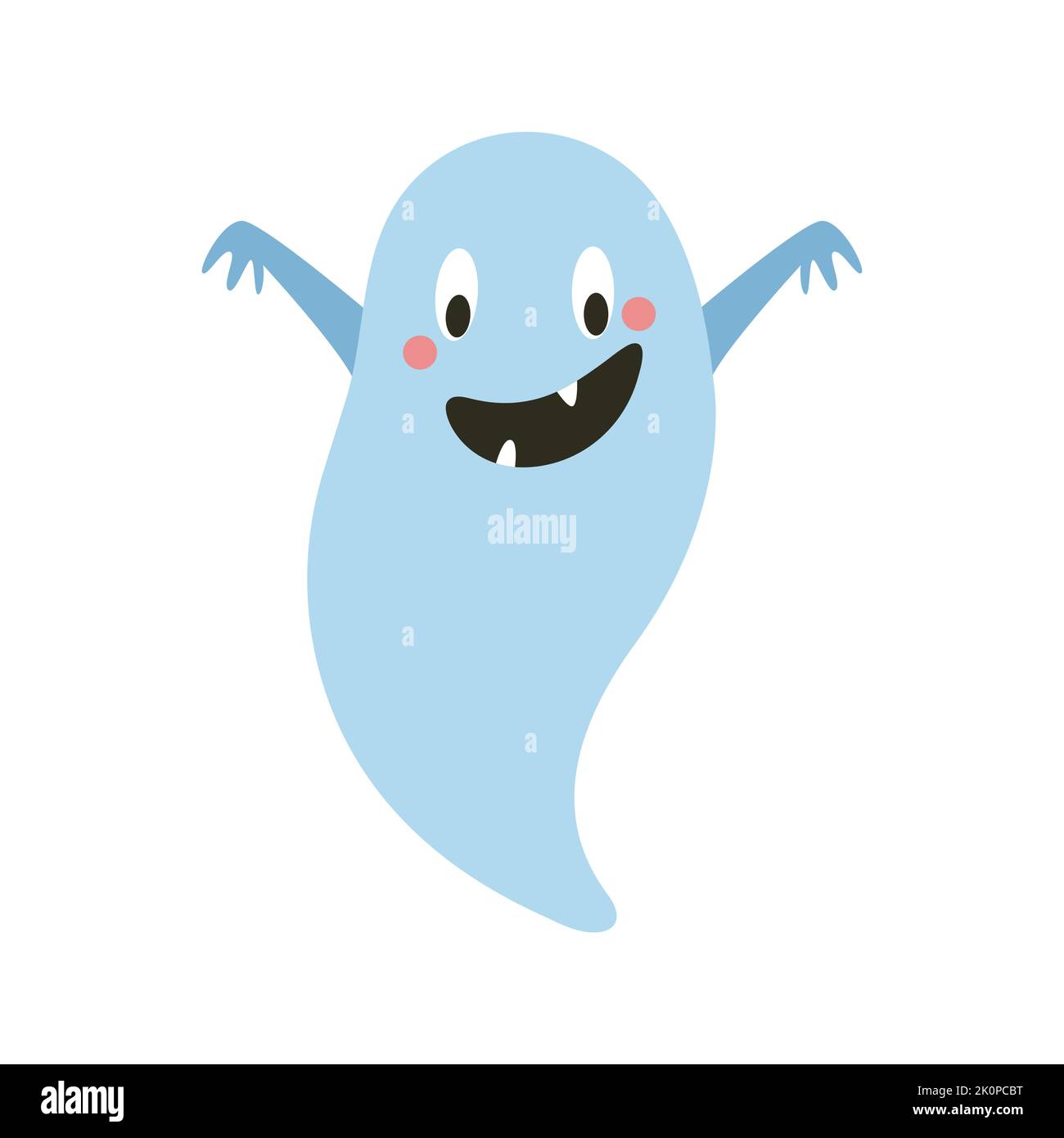 Un fantôme mignon et souriant. Fête d'Halloween. Illustration vectorielle de style plat Illustration de Vecteur