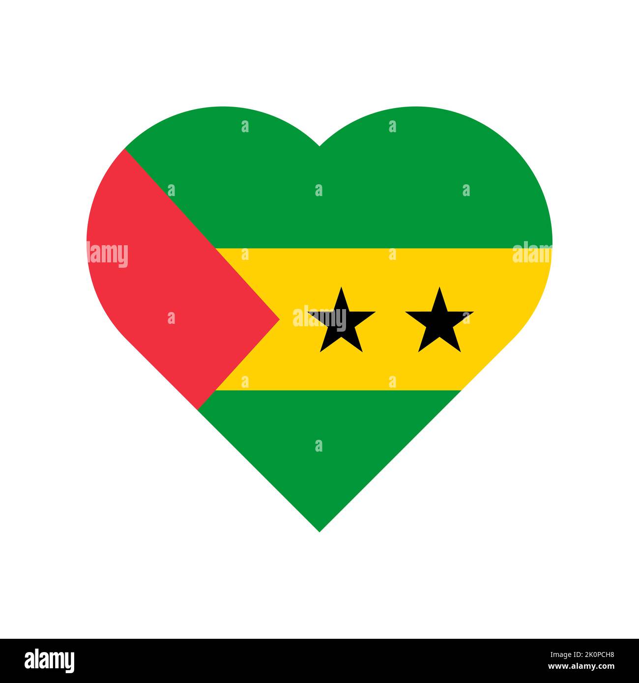 Sao Tomé vecteur drapeau coeur sur fond blanc Illustration de Vecteur