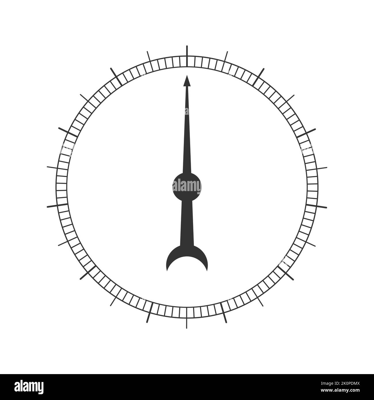 Échelle de mesure ronde avec flèche. modèle à 360 degrés de baromètre, boussole, rapporteur, outil de règle circulaire isolé sur fond blanc. Illustration vectorielle Illustration de Vecteur