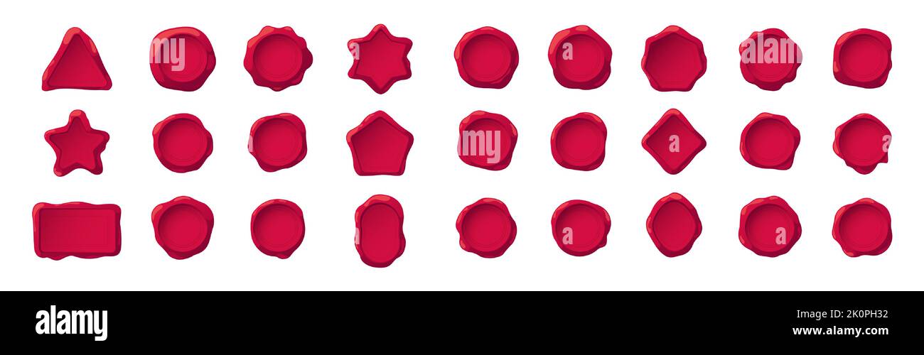 Joints en cire. Timbres postmark rétro pour enveloppe de certificat, badges anciens vierges style de dessin animé, concept d'affranchissement. Ensemble vectoriel isolé. Enveloppe Illustration de Vecteur