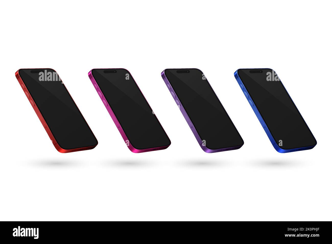 Vector 3D modèle de conception moderne et réaliste pour smartphone avec écran noir. Téléphone portable isolé. Interface utilisateur du téléphone UX, vue demi-tour du téléphone Illustration de Vecteur