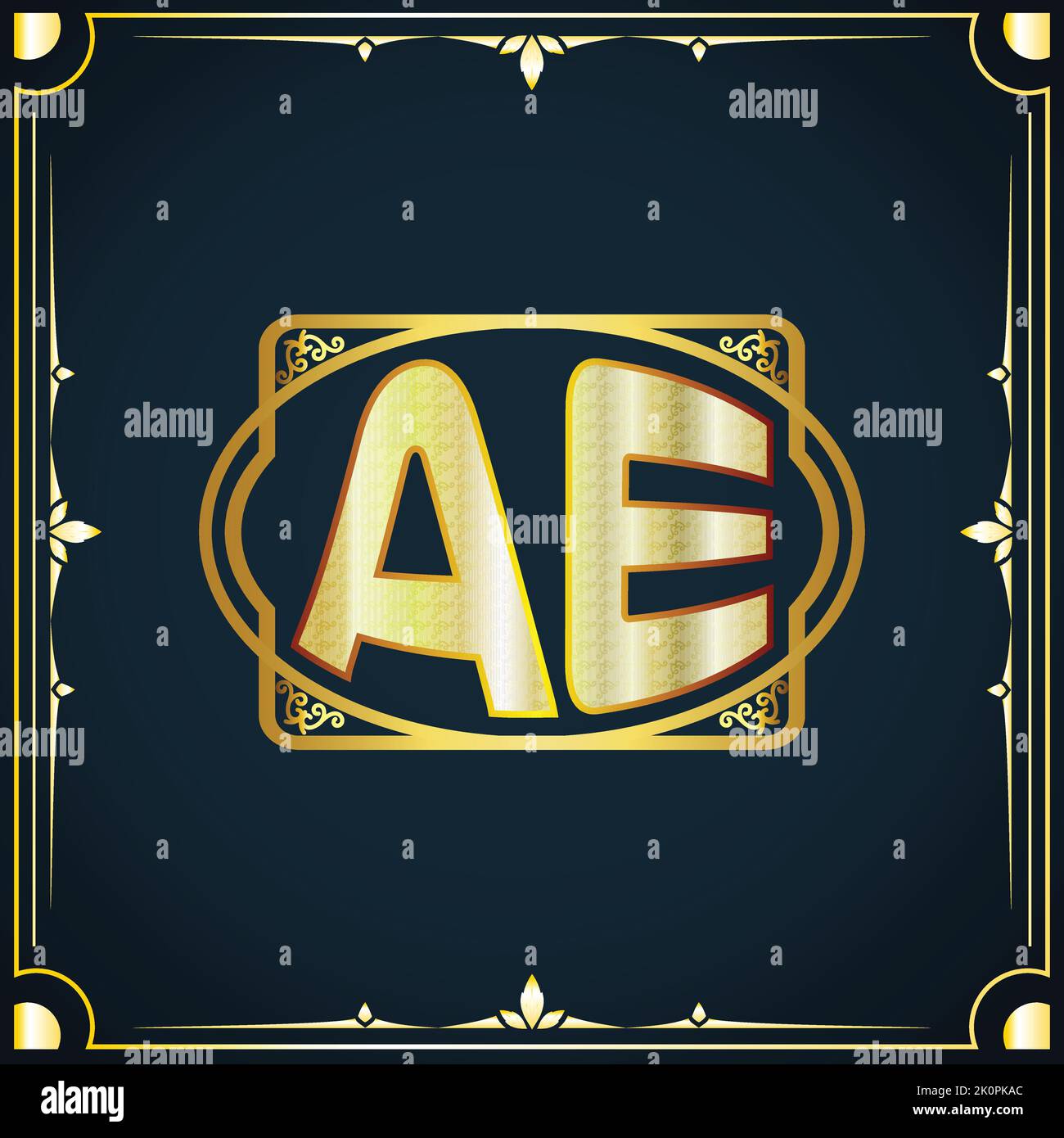 Modèle de logo de luxe AE Royal de la lettre initiale Illustration de Vecteur