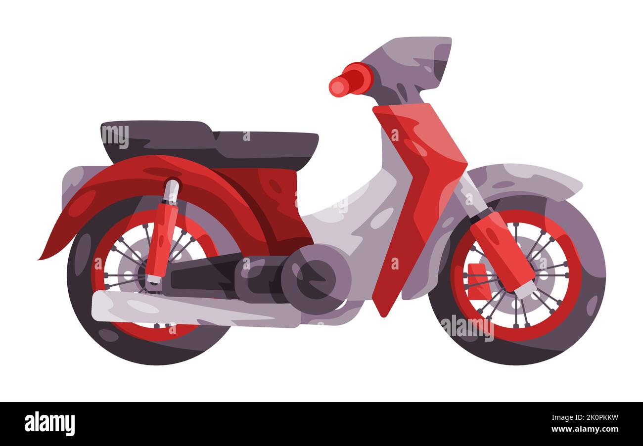 Illustration classique de la moto rouge super cub japon style rétro Illustration de Vecteur