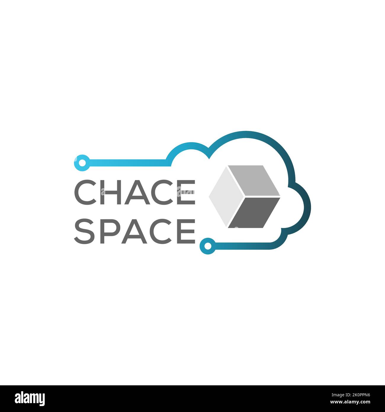 Un simple logo technologique d'un nom de société et d'un cube entouré d'un nuage - L'INSPIRATION du logo de société INFORMATIQUE Illustration de Vecteur