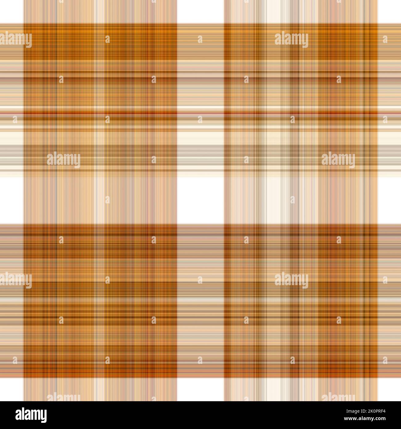 Tissu écossais blanc forêt à motif sans couture. Motif écossais de forêt automnale ton sur ton avec texture organique. Arrière-plan de bande orange pour papier peint rugueux. Banque D'Images