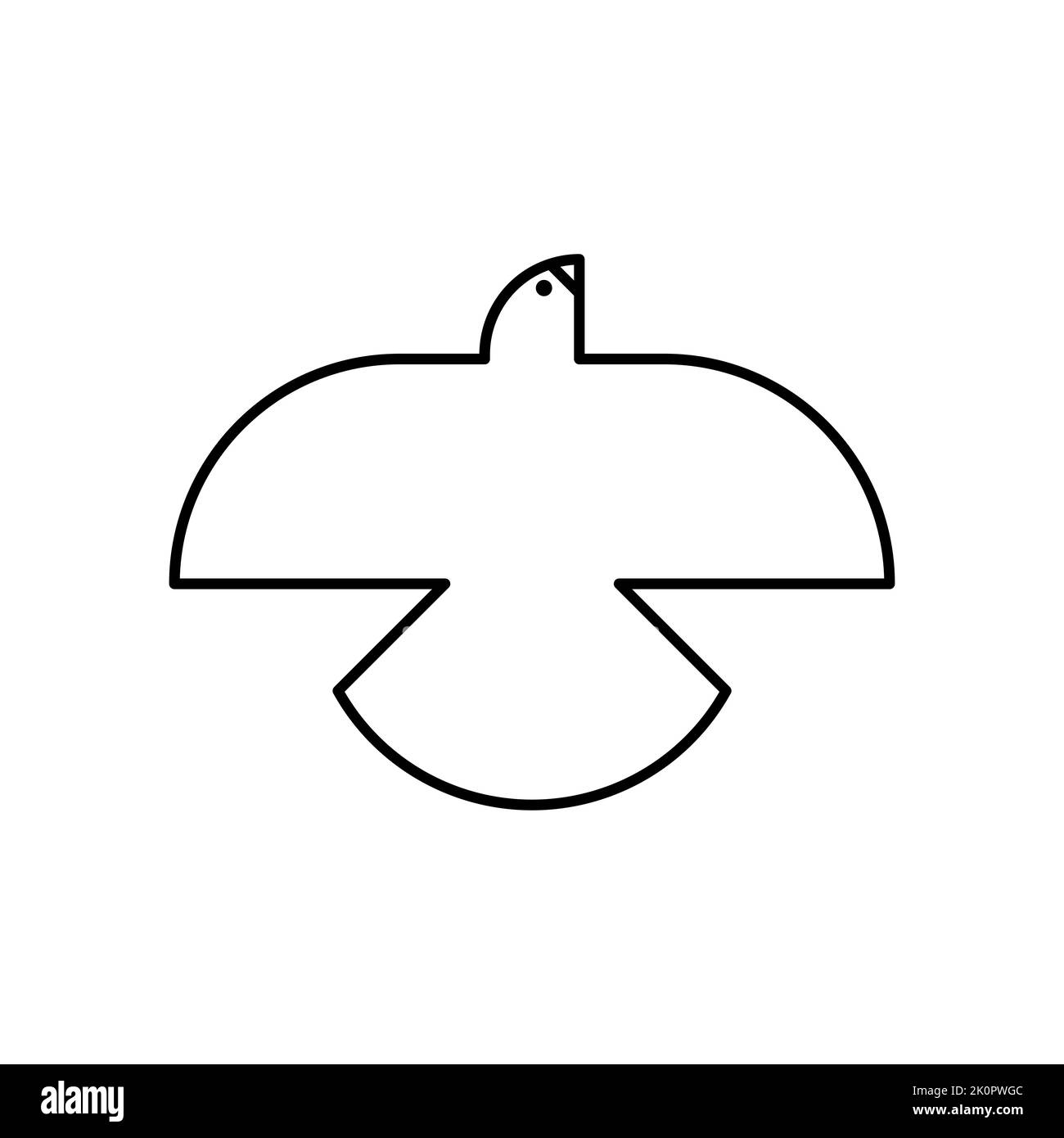 Icône minimaliste de colombe linéaire. Symbole de paix. Contour noir. Concept de non-violence, tolérance, égalité. Illustration vectorielle, conception plate Illustration de Vecteur