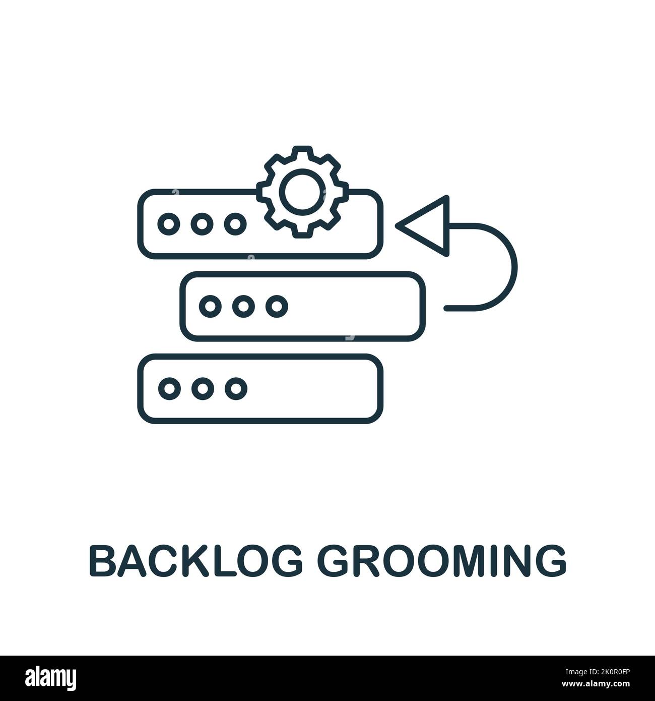 Icône de la fonction de Grooming de backlog. Elément simple de la collection de méthodes agiles. Icône de rendu des tâches en retard remplie pour les modèles, les infographies et plus encore Illustration de Vecteur