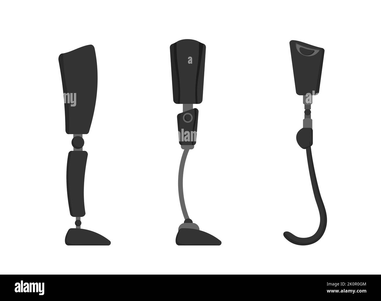 Kit de prothèses de jambe humaines. Remplacement moderne des membres supérieurs noirs Illustration de Vecteur