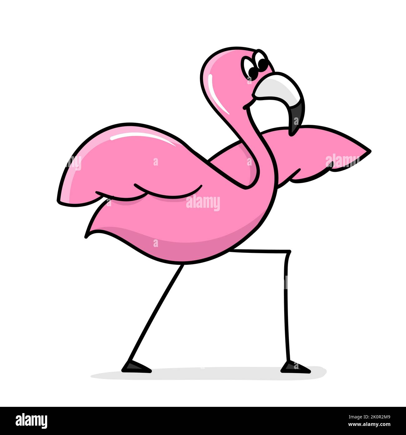Yoga Flamingo. Dessin animé flamant isolé sur fond blanc. Vecteur. Joli oiseau en posture de yoga. Concept de sport et de mode de vie sain Illustration de Vecteur