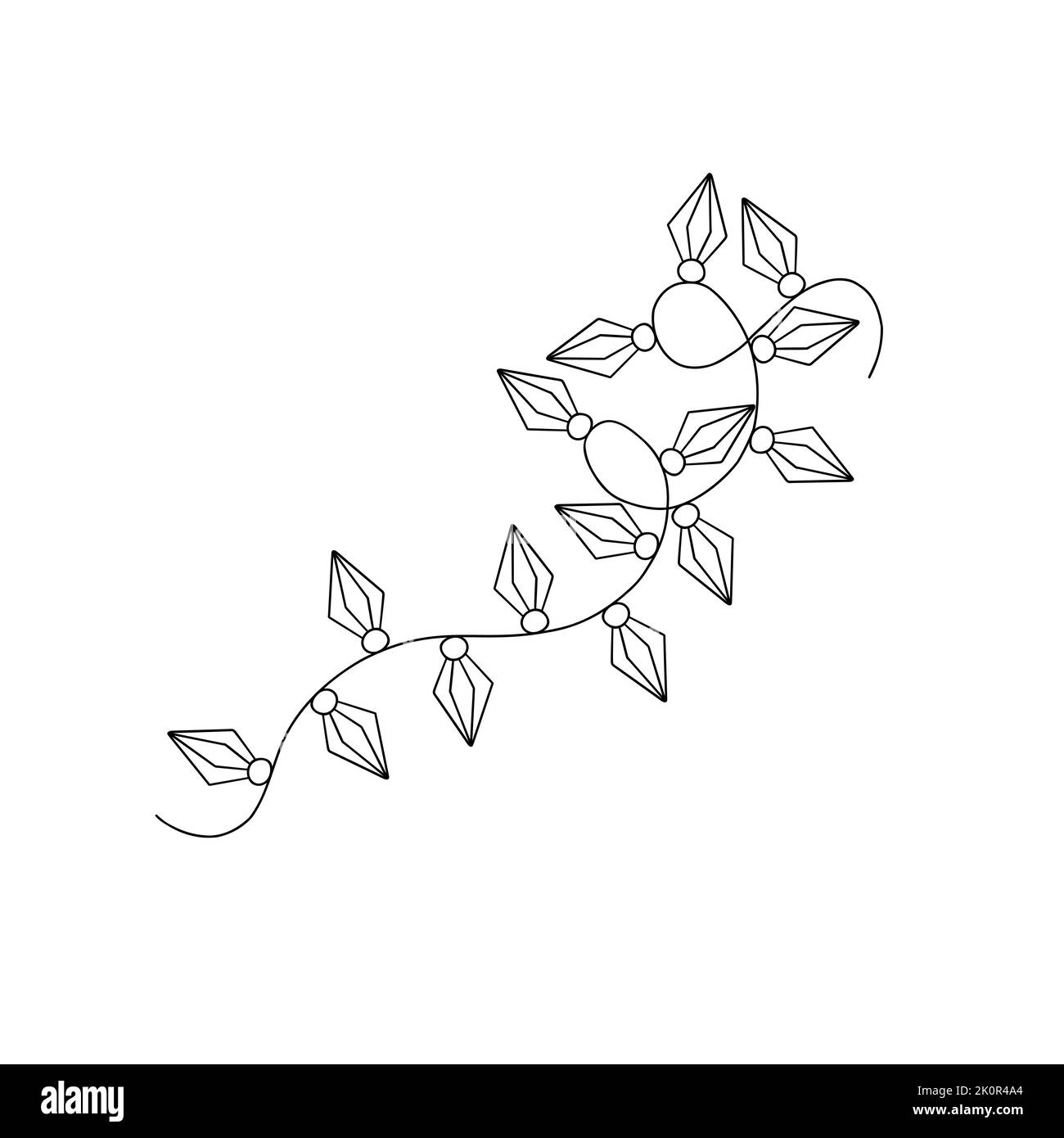 Guirlande de Noël guirlande de guirlande de guirlandes de Noël simple motif vectoriel dessiné à la main, image de contour pour les vacances d'hiver du nouvel an, motif des événements d'anniversaire Illustration de Vecteur