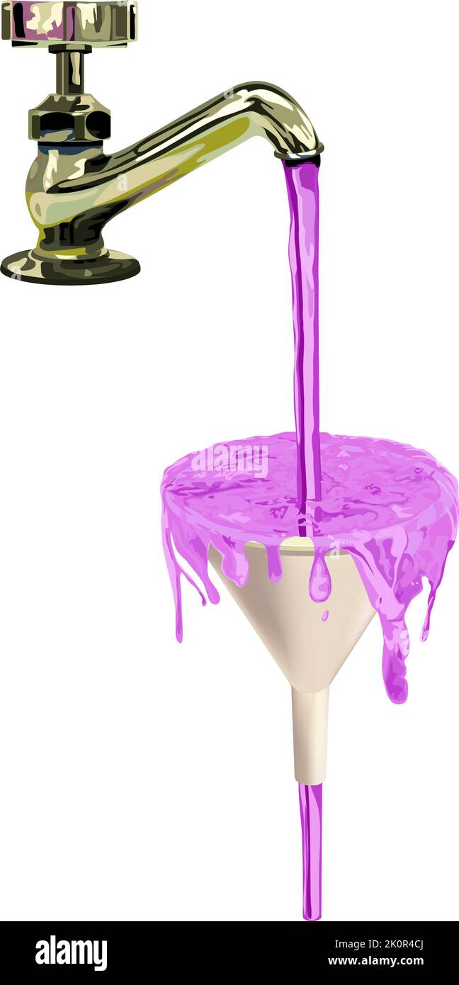 exemple de régulation du débit de fluide, un a jeté un entonnoir Image Vectorielle Stock