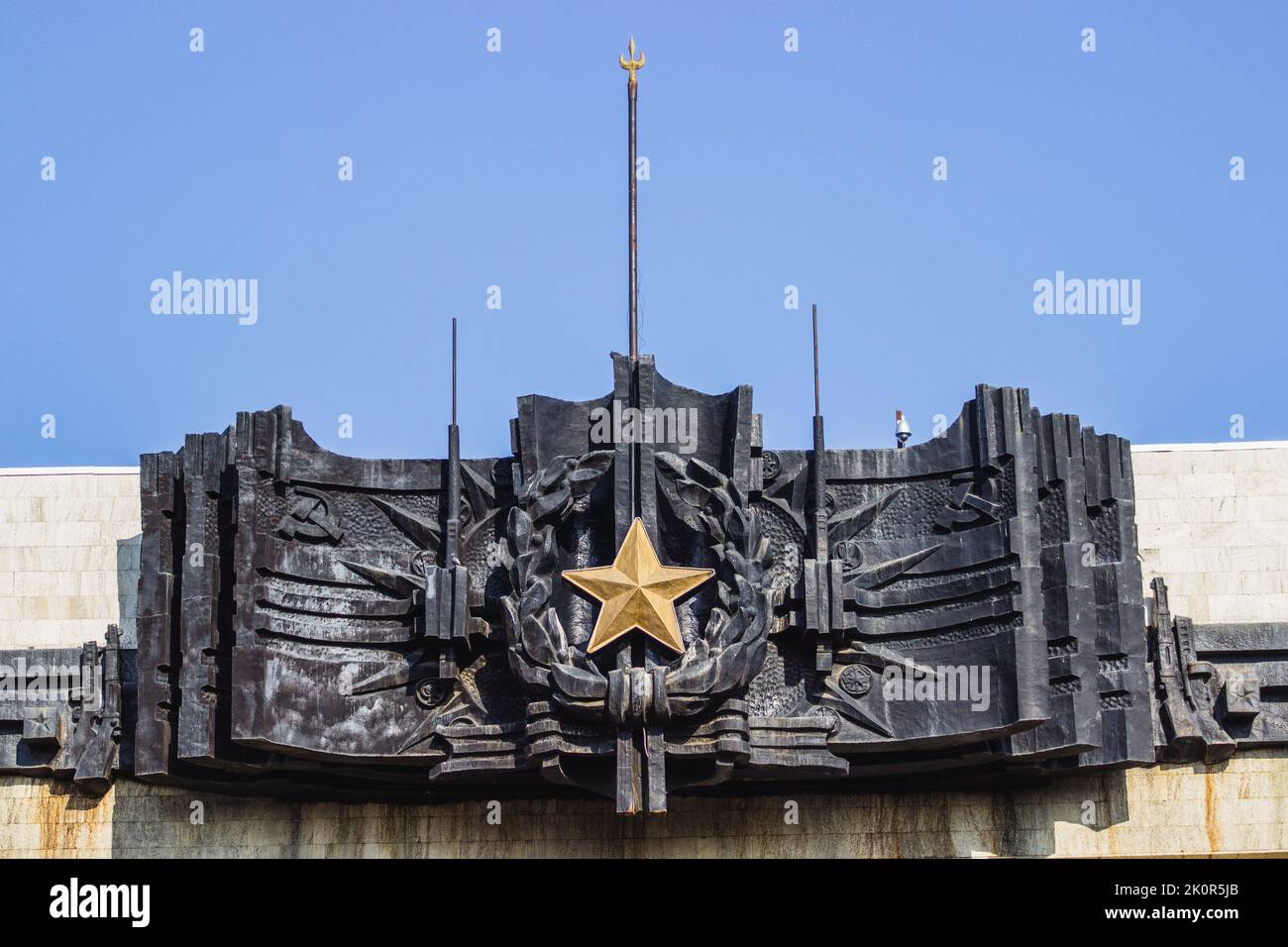 Ancien monument soviétique mémorial étoile victoire, Almaty Banque D'Images