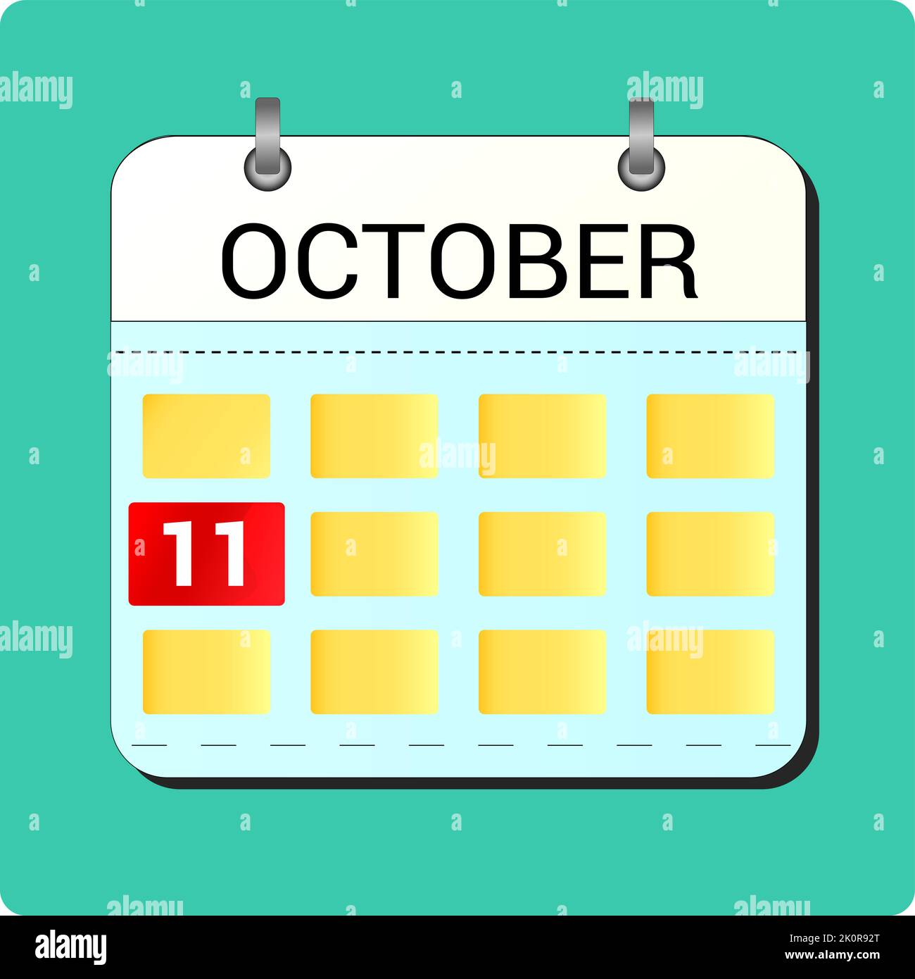 Calendrier jour -11 octobre illustration vectorielle style plat Illustration de Vecteur