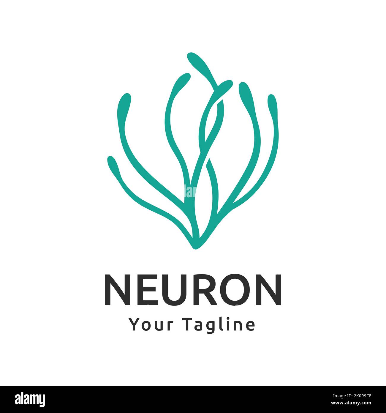 Logo d'illustration de conception neurone, vecteur de concept d'algues, symbole, modèle Illustration de Vecteur