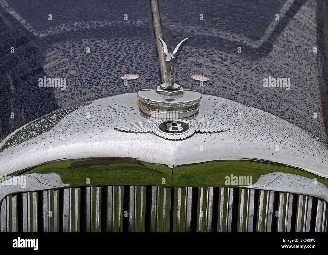 Capot, radiateur, badge et mascotte Bentley d'époque Banque D'Images