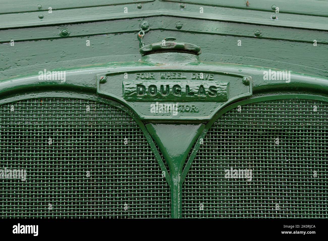 Radiateur et badge de tracteur à quatre roues motrices Douglas d'époque Banque D'Images