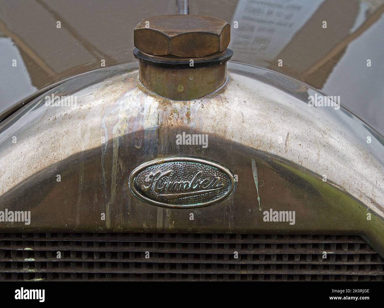 Capot, radiateur et badge d'une voiture Humber vintage Banque D'Images