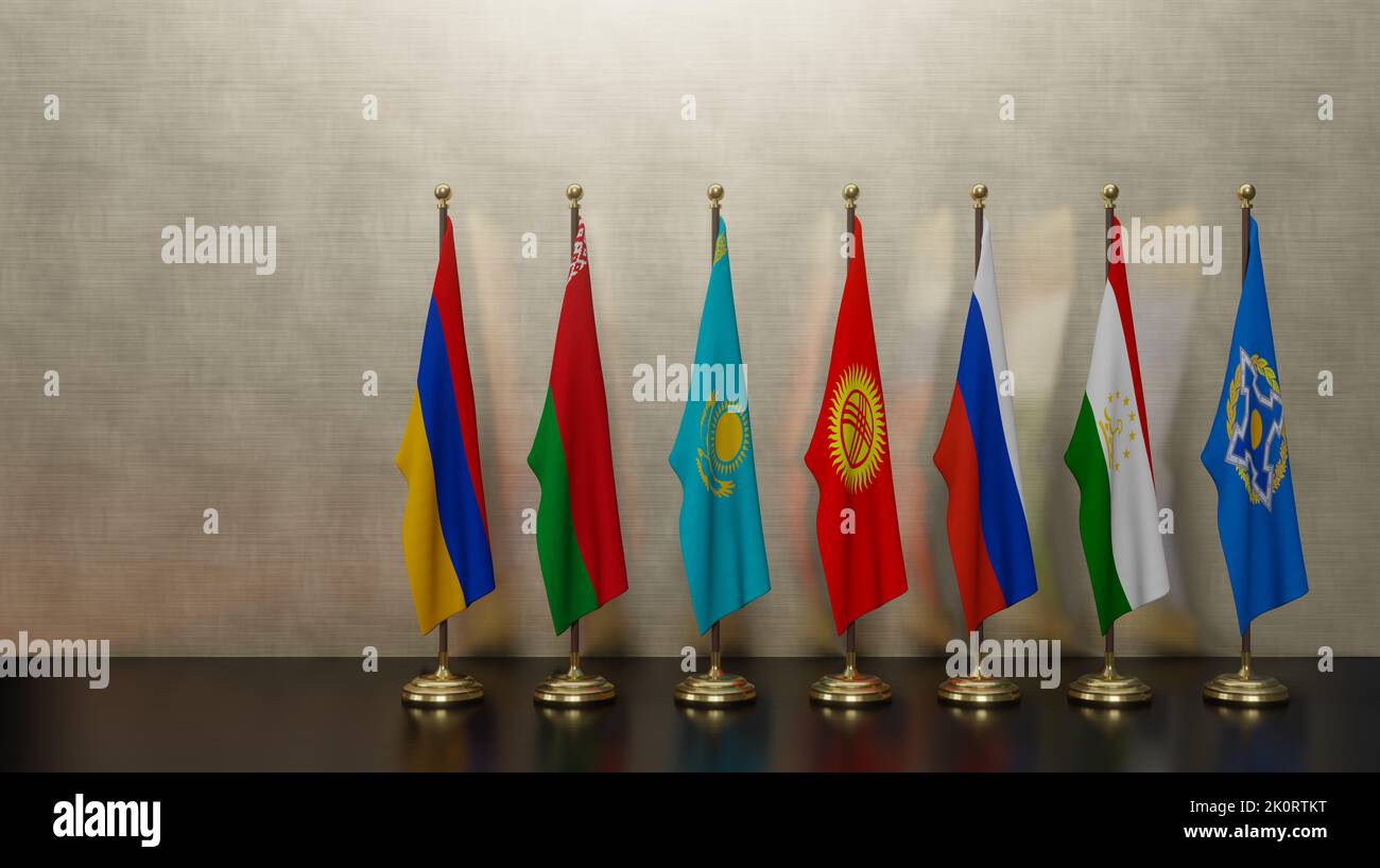 Organisation du Traité de sécurité collective de l'OTSC contre la guerre Arménie et azerbaïdjan, soutien à l'Arménie, Sommet de l'OTSC. 3D travaux et illustration 3D. Erevan, A Banque D'Images
