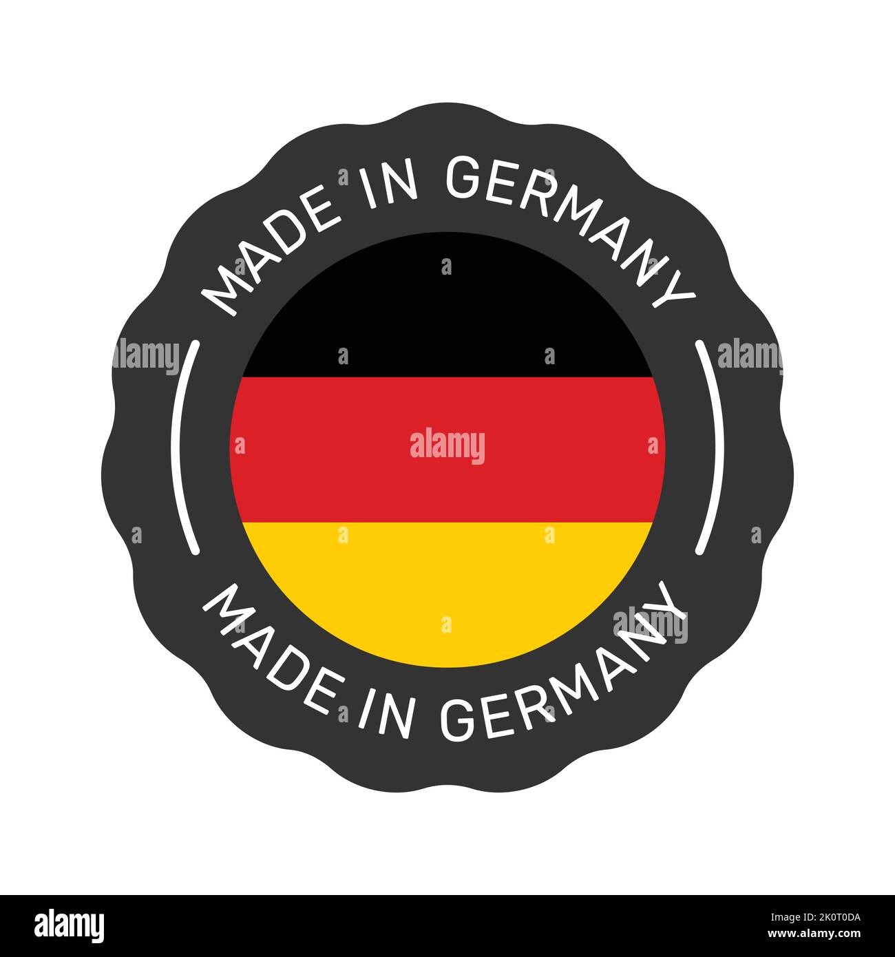 Badge vectoriel coloré fabriqué en Allemagne. Étiquette avec drapeau allemand. Illustration de Vecteur