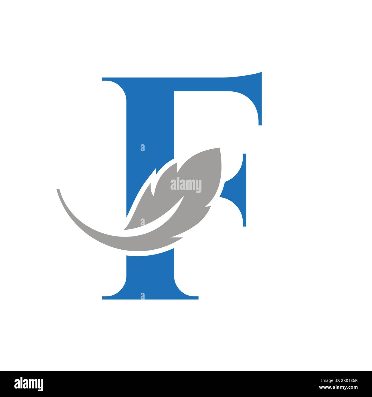 Logo lettre F plume combiné avec vin de plume d