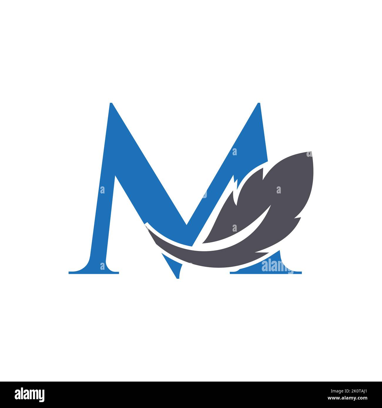 Logo lettre M plume combiné avec vin de plume d'oiseau pour avocat, symbole de loi Illustration de Vecteur