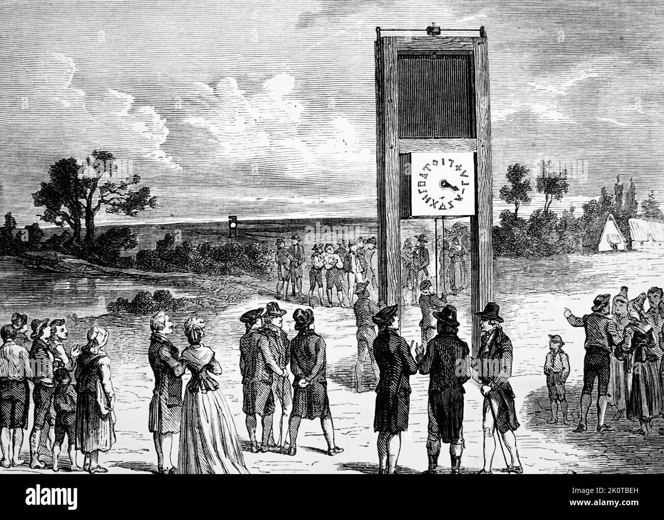 Illustration d'une invention de Claude Chappe (1763-1805), inventeur français. Daté du 18th siècle Banque D'Images